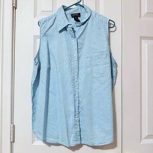 Lauren Ralph Lauren light Blue Sleeveless Button Down Shirt Size 2X